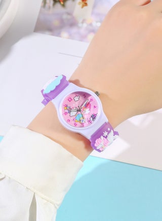 5 PCS Cartoon Children Watch,Square Cartoon Sanrio Pattern Children's Watch Silicone Strap Suitable for Kids of All Ages Gift Watches - view 5